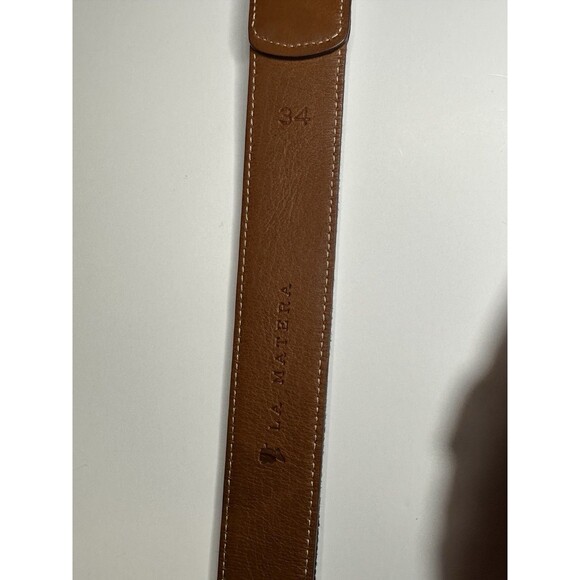 La Matera Unisex Belt Size 34 Navy Blue Corbina Woven Silver Buckle - Picture 12 of 16